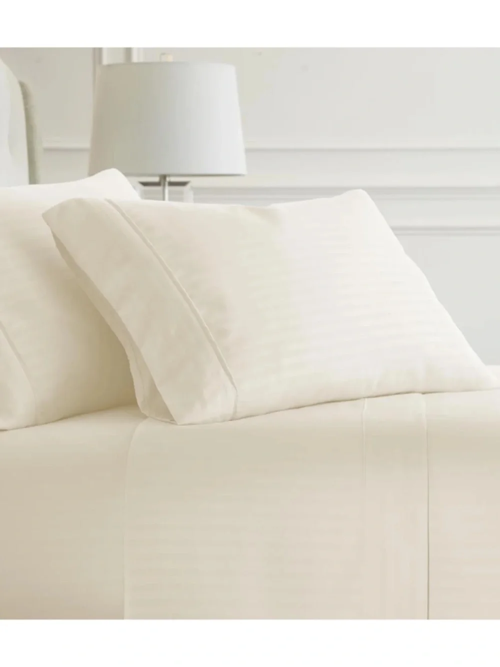 4-Piece Ivory Striped Microfiber California King Sheet Set 842933137282